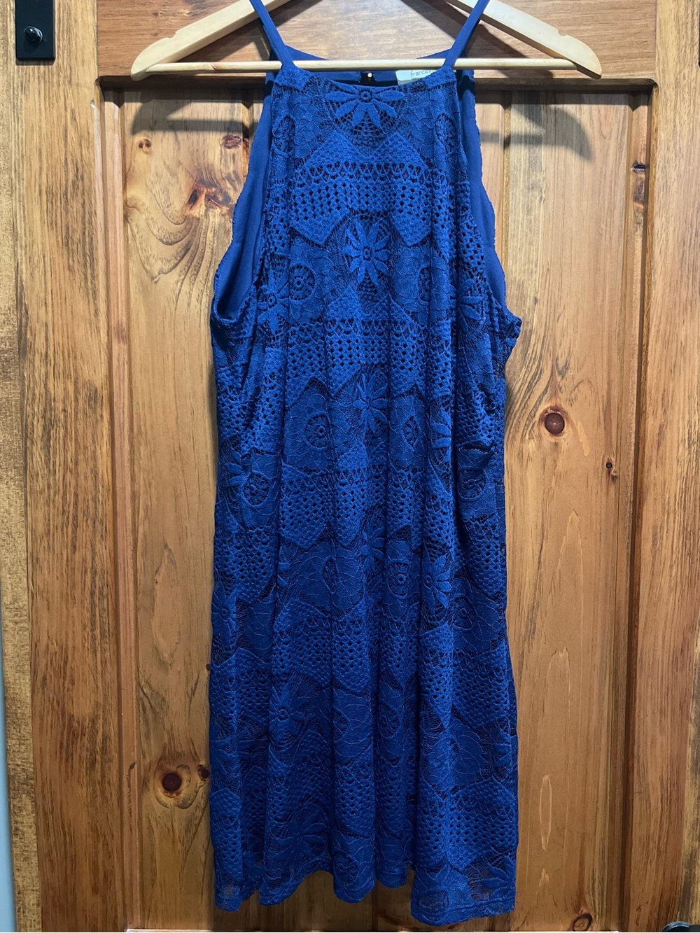 Francesca's Collections Navy Blue Crochet Mini Dress